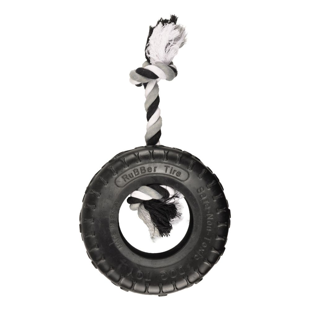 FLMG Rotaļlieta Gladiator Suņiem Gumijas Riepa ar Virvi 19 cm 518080