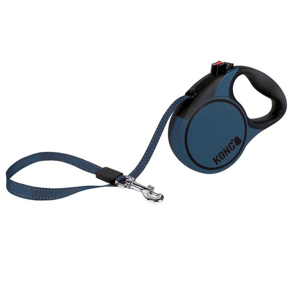 KONG - izvelkama pavada Terrain, lente, izmērs: XS, Krāsa: Zila, 3 m