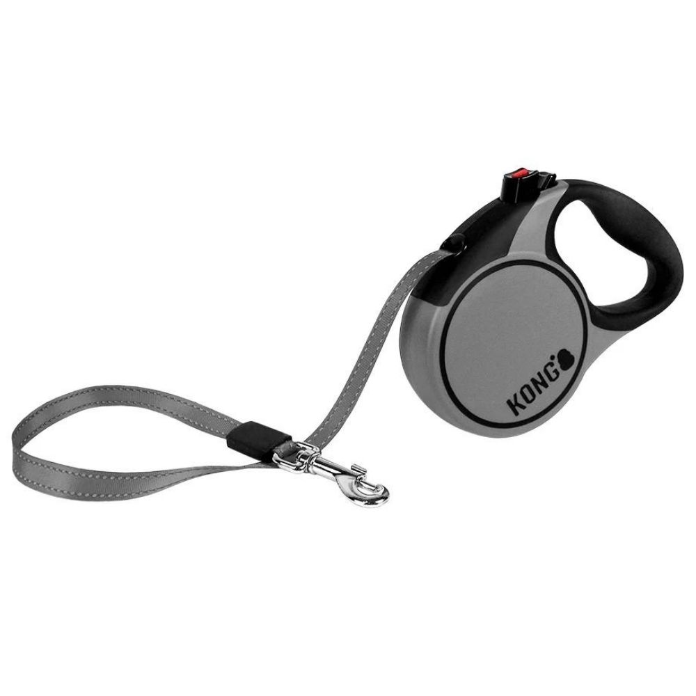 KONG - izvelkama pavada Terrain, lente, izmērs: XS, Krāsa: Pelēka, 3 m