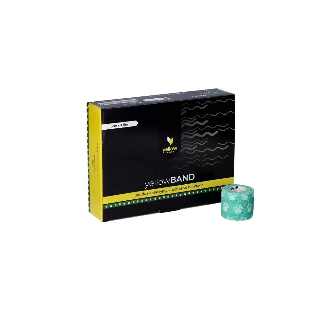 Elastīgā pašlīpošā saite Zarys yellowBAND, nesterila, 5cmx4.5m green paws N1