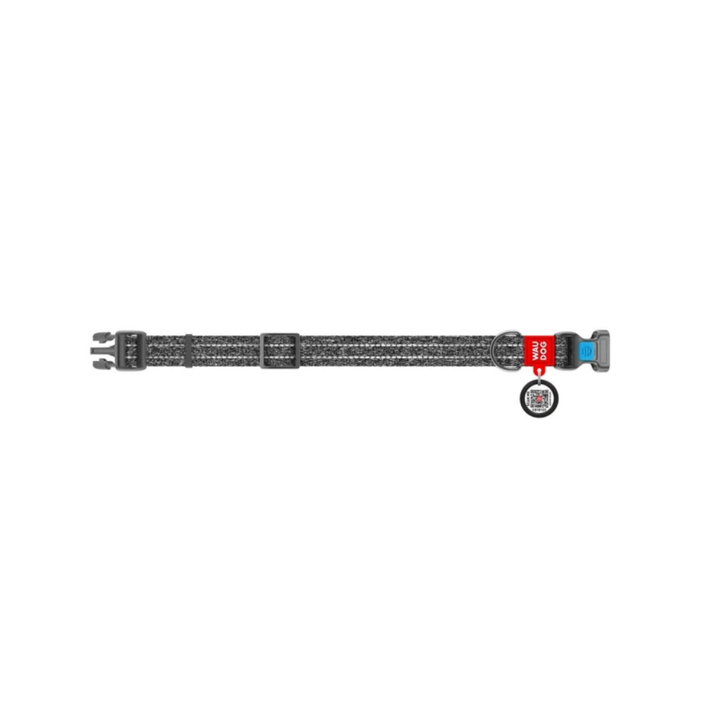 WAUDOG kakla siksna suņiem S ar QR pasi, pl.sprādze (plat. 15 mm, garums 25-35 cm) pelēka