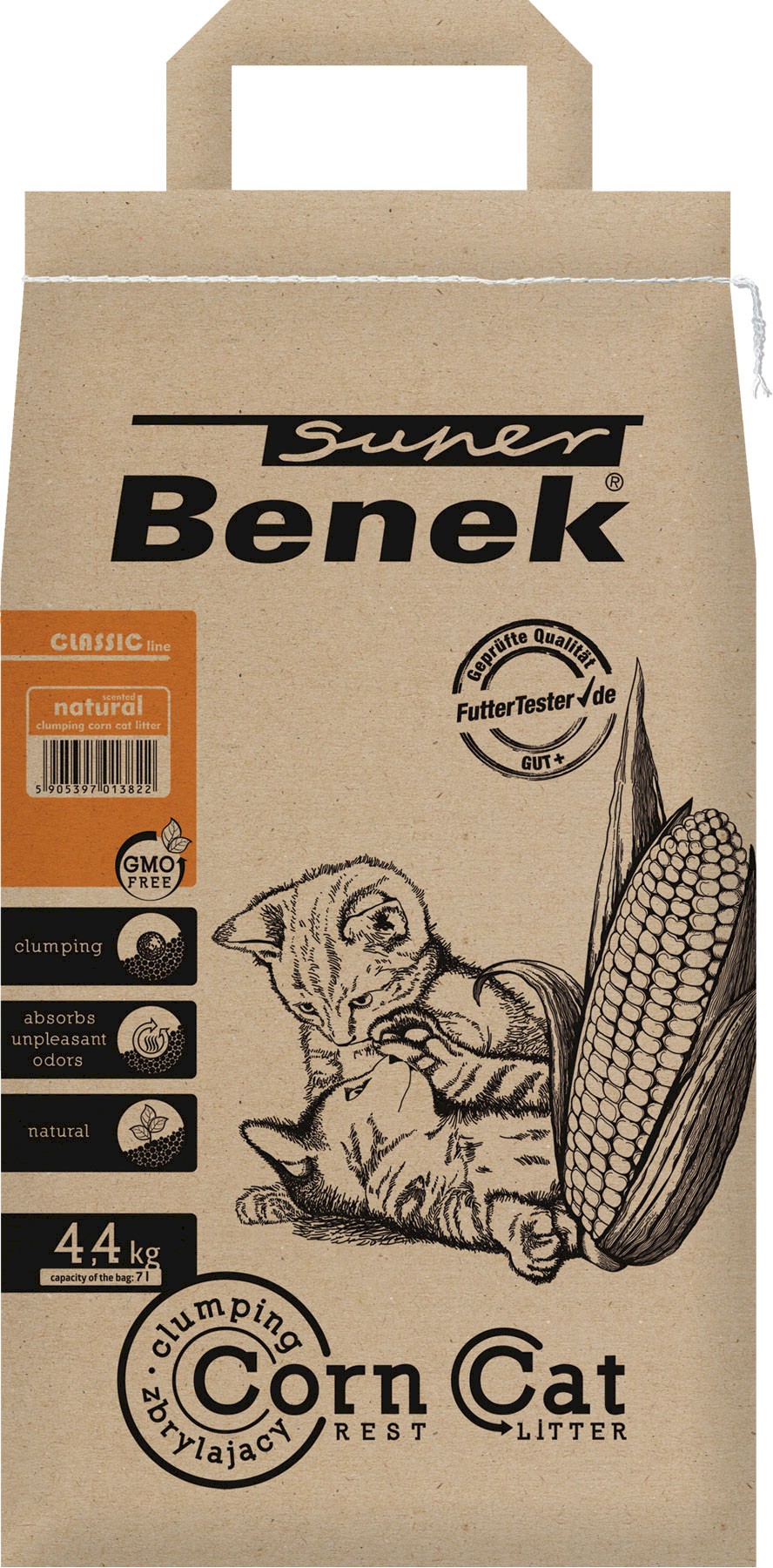 Certech pakaiši dzīvniekiem kukurūzas Super Benek Corn Cat 7 L