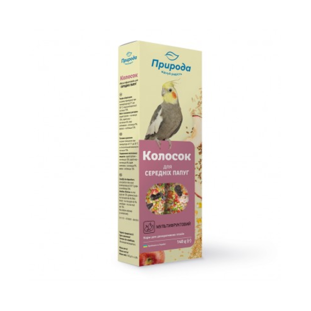 Priroda MAXI TREATS graudu nūjiņa vidēja izmēra papagaiļiem Multifruit 140 g