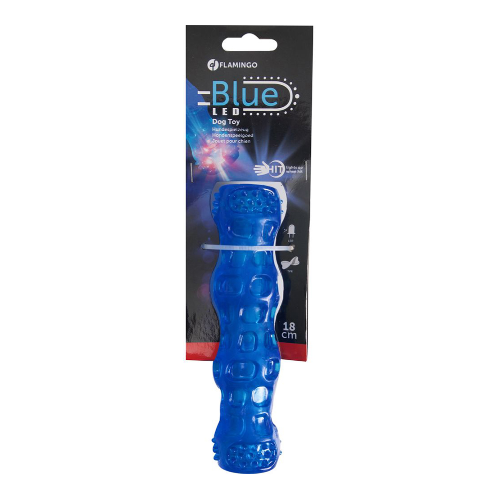 FLMG rotaļlieta suņiem TPR kociņš ar LED apgaismojumu zils 18 cm 514984